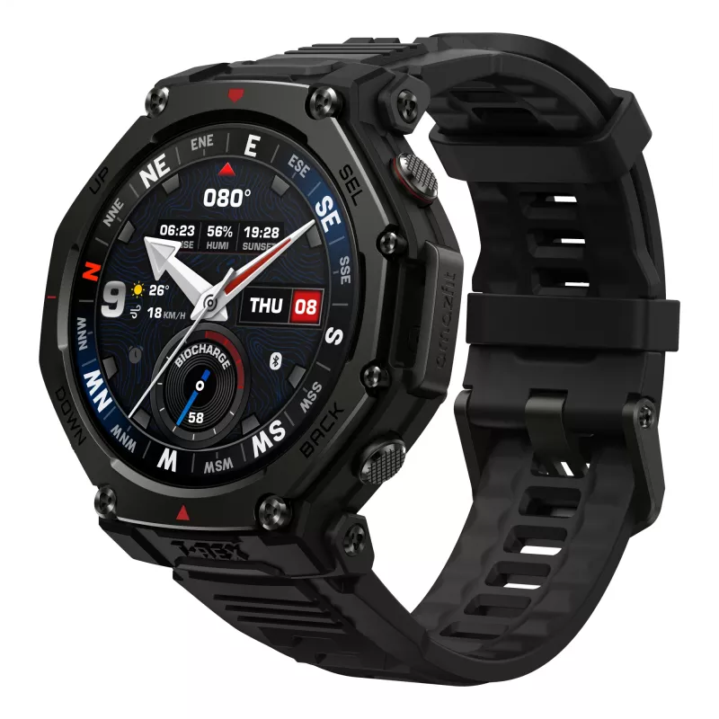 Amazfit T-Rex 3 Pro 3.81 cm (1.5 colio) AMOLED 48 mm skaitmeninis 480 x 480 pikselių jutiklinis ekranas juodas Wi-Fi GPS (palydovinis)
