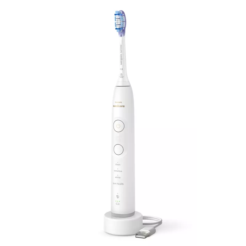 Sonicare elektrinis dantų šepetėlis Philips Series 7100 HX7420/01 — 62 000 judesių/min., 4 režimai, slėgio jutiklis, Bluetooth, įkraunamas (baltas)