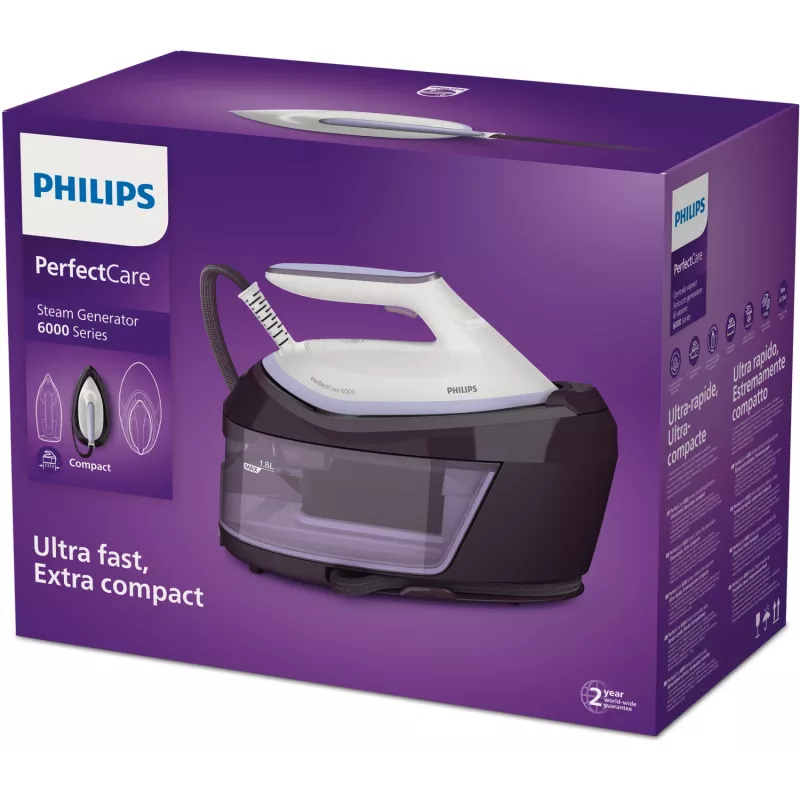 Garo lyginimo stotelė Philips PSG6024/30 — 2400 W, 500 g/min garo srautas, 1,8 L bakelis, SteamGlide Plus padas