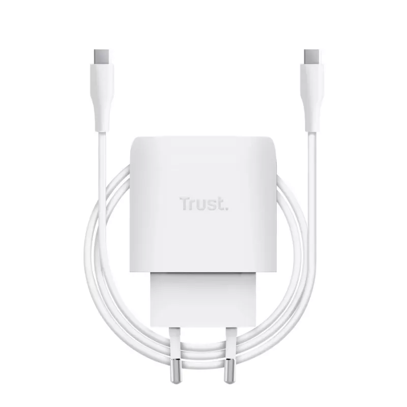 TRUST Maxo 45 W USB-C GaN įkroviklis, 45 W, USB-C išvestis, maks. 20 V, 2 m laidas, baltas