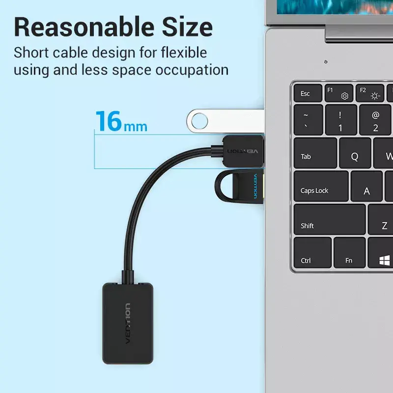 Vention 2 prievadų USB išorinė garso plokštė 0,15 m juoda 2.1 kanalai 16 bitų