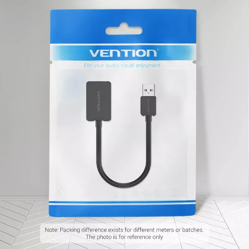 Vention 2 prievadų USB išorinė garso plokštė 0,15 m juoda 2.1 kanalai 16 bitų