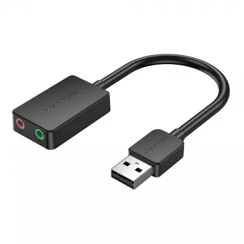 Vention 2 prievadų USB išorinė garso plokštė 0,15 m juoda 2.1 kanalai 16 bitų