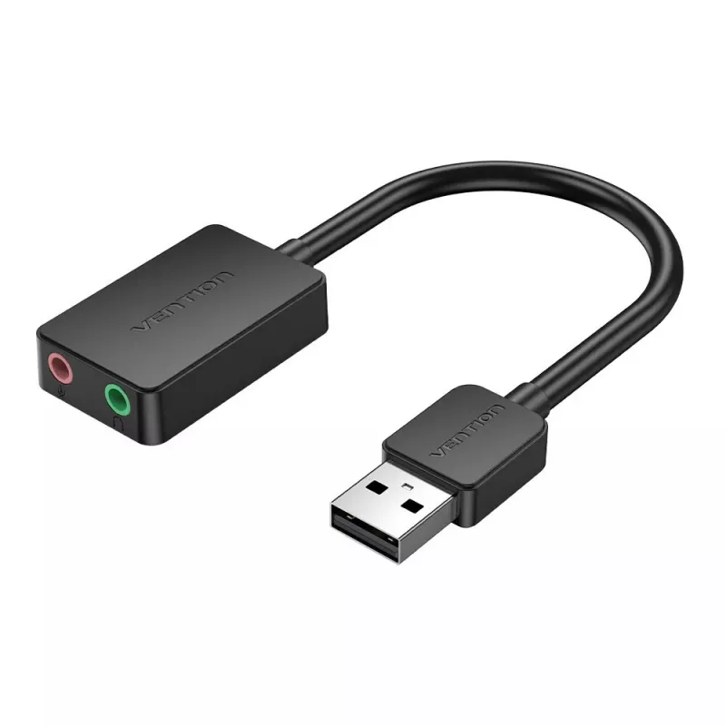 Vention 2 prievadų USB išorinė garso plokštė 0,15 m juoda 2.1 kanalai 16 bitų