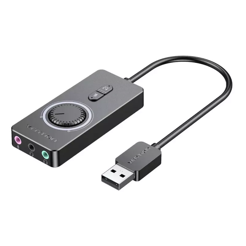 Vention USB 2.0 išorinis stereo garso adapteris su garsumo valdymu 0,15 m juodas ABS