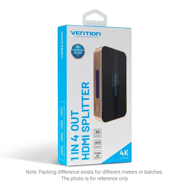 HDMI skirstytuvas Vention 1 į 4 išėjimai 4K@30Hz auksinis aliuminio lydinys