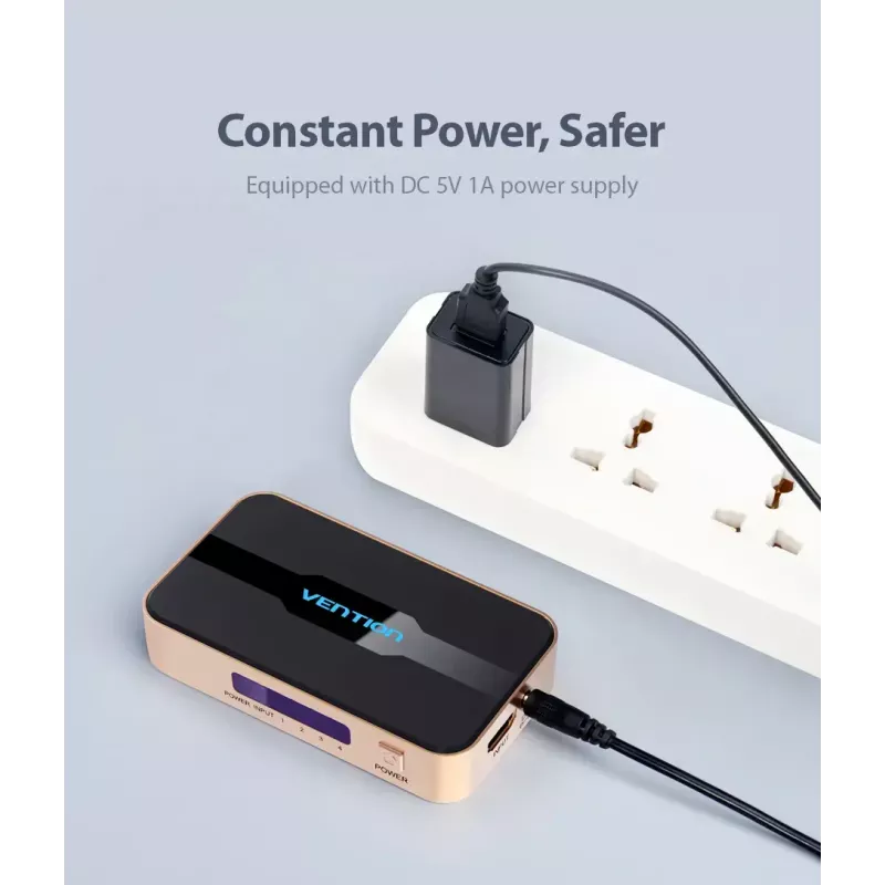 HDMI skirstytuvas Vention 1 į 4 išėjimai 4K@30Hz auksinis aliuminio lydinys