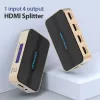 HDMI skirstytuvas Vention 1 į 4 išėjimai 4K@30Hz auksinis aliuminio lydinys