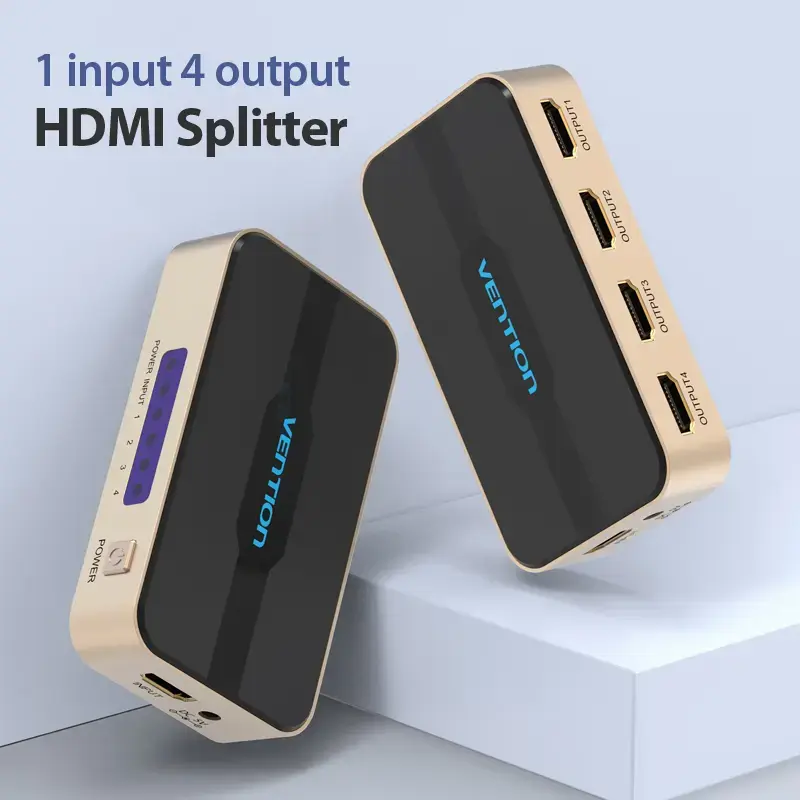 HDMI skirstytuvas Vention 1 į 4 išėjimai 4K@30Hz auksinis aliuminio lydinys