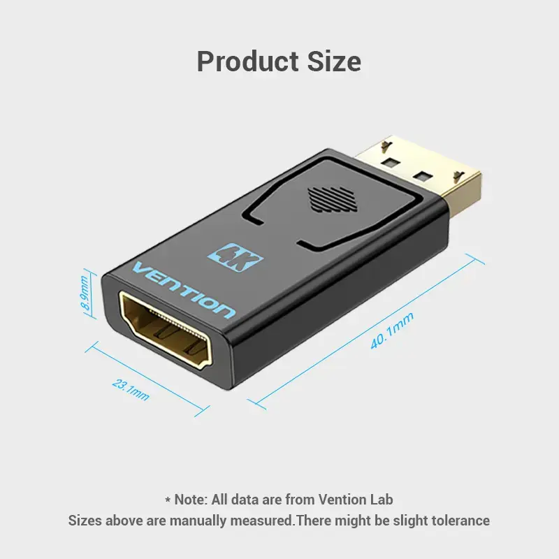 Vention DisplayPort kištukas į HDMI lizdą adapteris juodas DP HDMI paauksuotas
