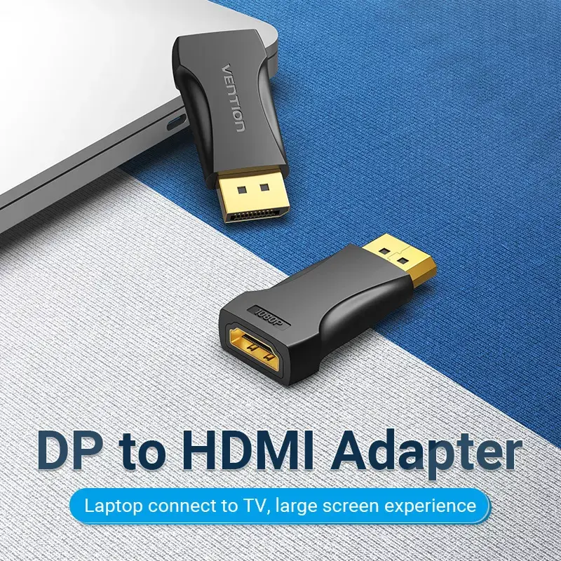 DisplayPort prie HDMI adapteris Vention HBOB0, DisplayPort kištukas prie HDMI lizdo, juodas, paauksuoti kontaktai