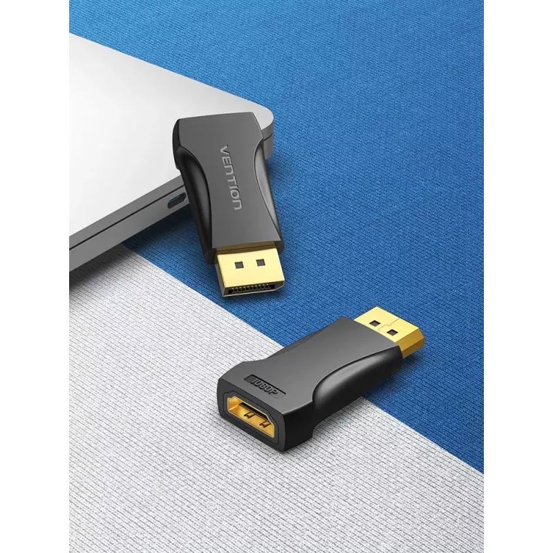 DisplayPort prie HDMI adapteris Vention HBOB0, DisplayPort kištukas prie HDMI lizdo, juodas, paauksuoti kontaktai