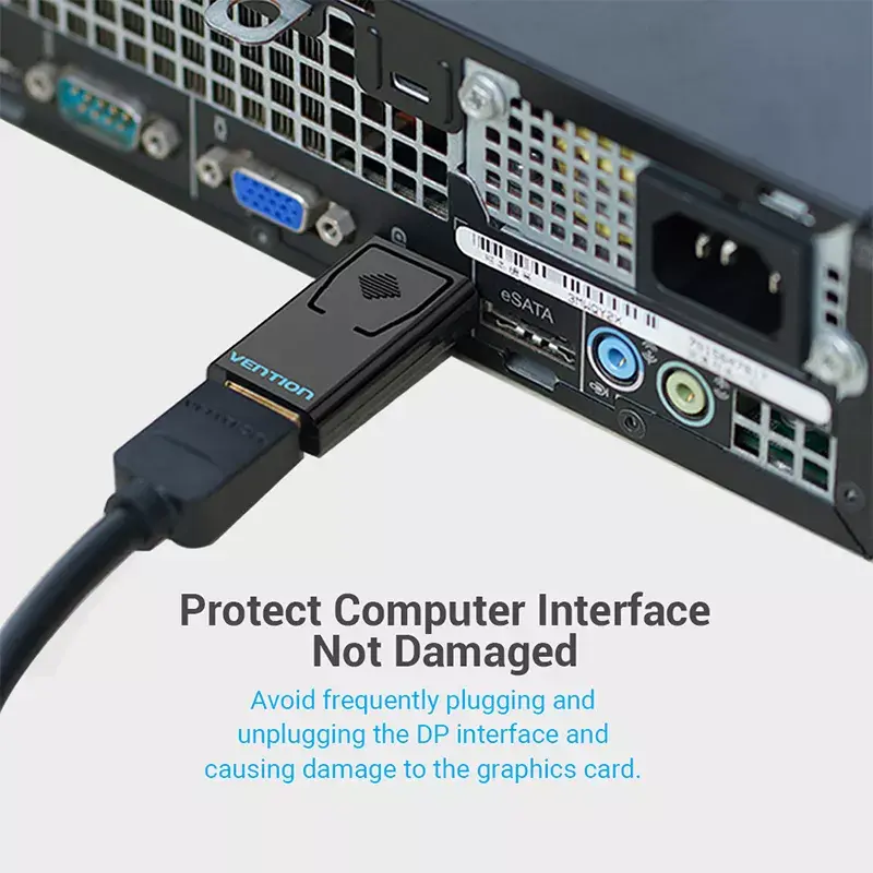 DisplayPort į HDMI adapteris Vention HBKB0 — DP kištukas į HDMI lizdą, juodas, paauksuotais kontaktais