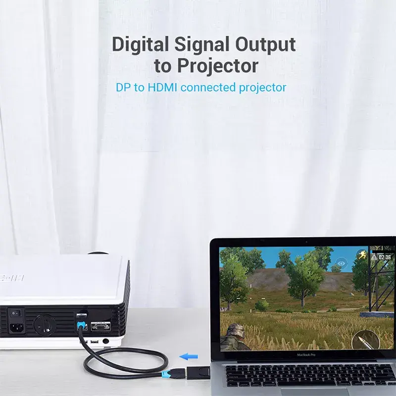 DisplayPort į HDMI adapteris Vention HBKB0 — DP kištukas į HDMI lizdą, juodas, paauksuotais kontaktais