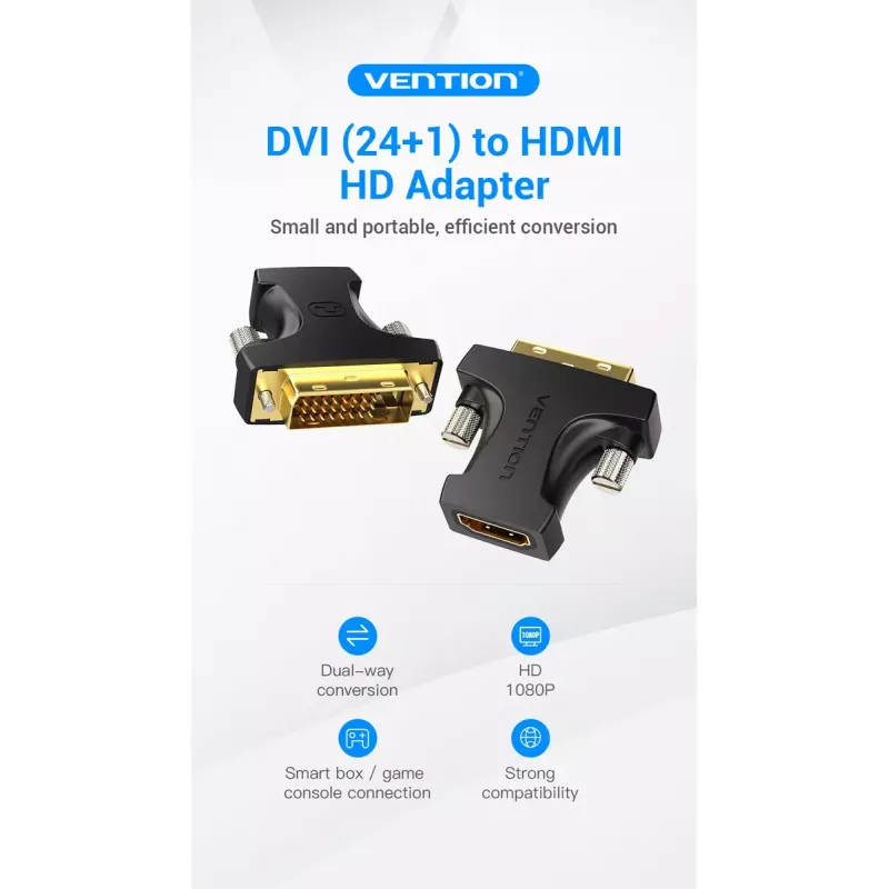 Vention HDMI lizdas į DVI kištuką adapteris juodas 1920x1080 60Hz
