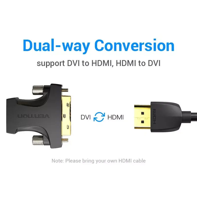 Vention HDMI lizdas į DVI kištuką adapteris juodas 1920x1080 60Hz
