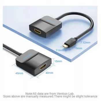 Vention USB Type-C į HDMI adapteris TDCBB, 0,15 m, 3840×2160, juoda, ABS