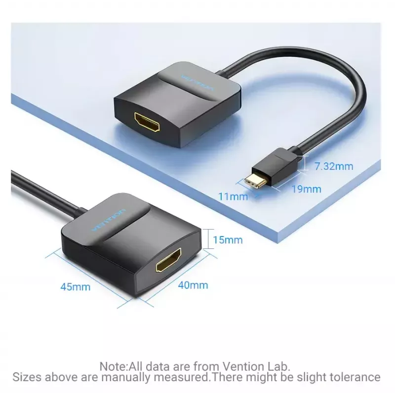 Vention USB Type-C į HDMI adapteris TDCBB, 0,15 m, 3840×2160, juoda, ABS