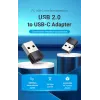 USB adapteris Vention CDWB0 USB 2.0 USB-A (vyriškas) į USB-C (moteriškas) juodas PVC