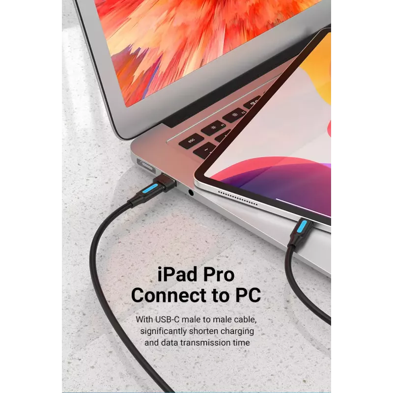 USB adapteris Vention CDWB0 USB 2.0 USB-A (vyriškas) į USB-C (moteriškas) juodas PVC