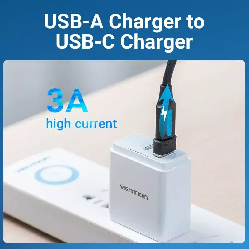 USB adapteris Vention CDWB0 USB 2.0 USB-A (vyriškas) į USB-C (moteriškas) juodas PVC