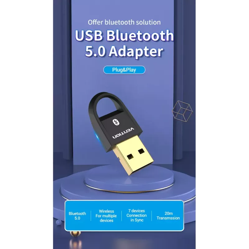 USB Bluetooth 5.0 Adapter Vention CDSB0 Juodas