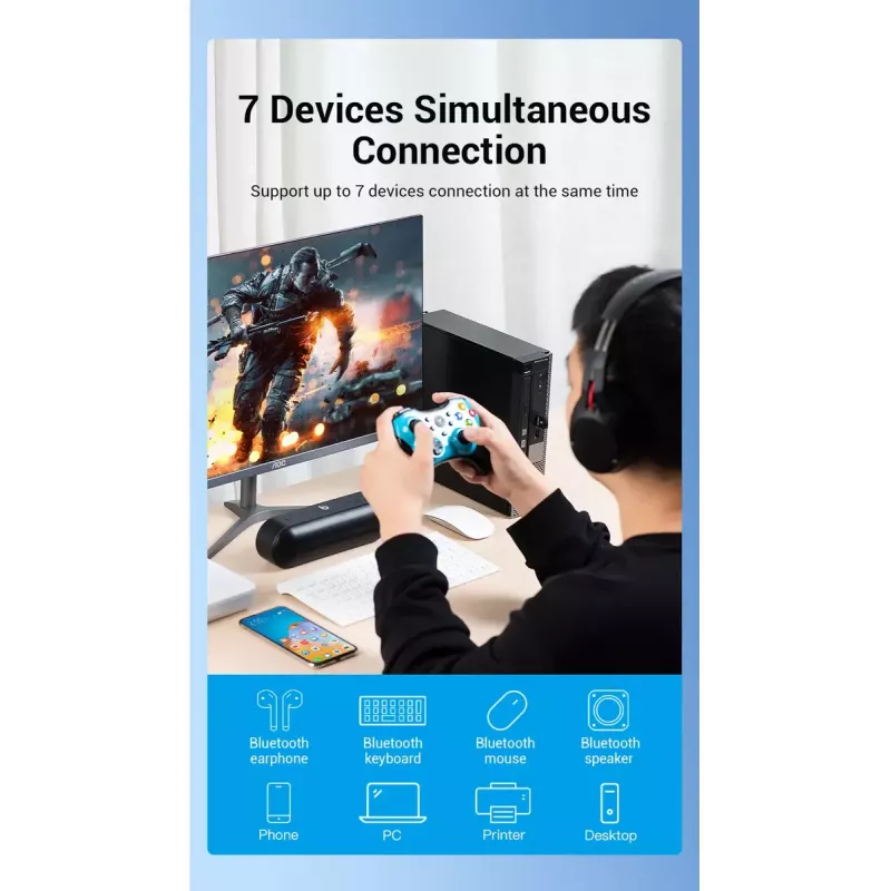 USB Bluetooth 5.0 Adapter Vention CDSB0 Juodas