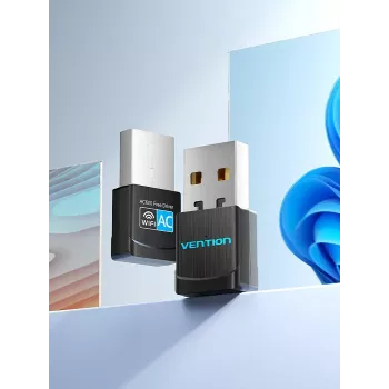 Vention USB Wi-Fi dviejų juostų adapteris 2.4G/5G juodas belaidis USB 433 Mbit/s