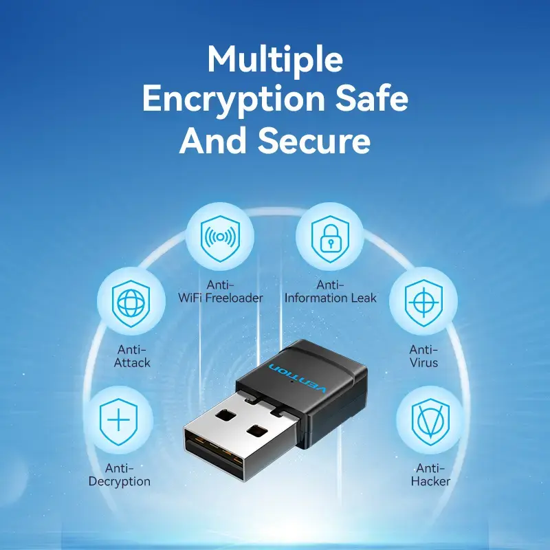 Vention USB Wi-Fi dviejų juostų adapteris 2.4G/5G juodas belaidis USB 433 Mbit/s