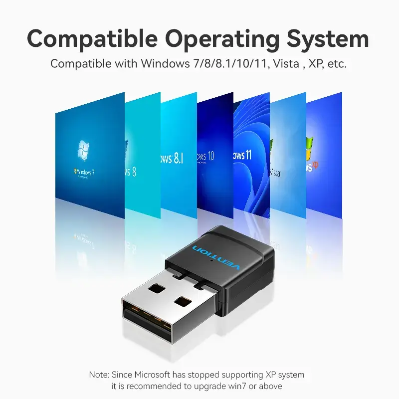 Vention USB Wi-Fi dviejų juostų adapteris 2.4G/5G juodas belaidis USB 433 Mbit/s