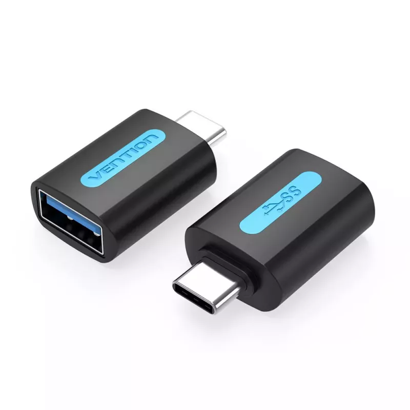 Vention USB-C į USB 3.0 OTG adapteris CDUB0 — USB-C kištukas į USB-A lizdą, juodas PVC, nikeliuotas