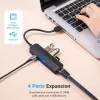 USB 2.0 šakotuvas Vention 3 prievadų su 100M Ethernet adapteriu, USB 2.0 pagrindinis įrenginys, 4 prievadai, juodas