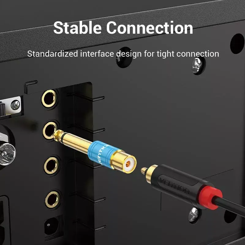 Garso adapteris Vention VDD-C03 — 6,5 mm (kištukas) į RCA (lizdas), paauksuoti kontaktai, mėlynas