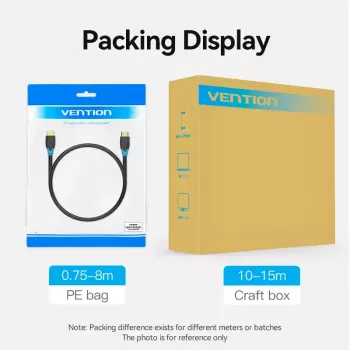 Vention HDMI kabelis 0,75 m juodas HDMI 2.0 18 Gbit/s kištukas–kištukas