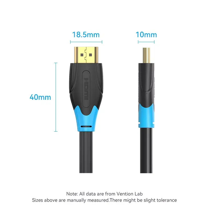 HDMI laidas Vention 2 m, HDMI 2.0, 18 Gbit/s, 4K@60Hz, HDR, ARC, Ethernet, juodas