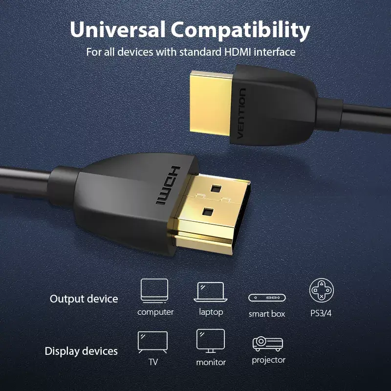Vention nešiojamasis HDMI laidas 1 m juodas 2.0 18 Gbit/s
