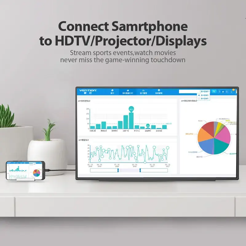 Vention Type-C į HDMI kabelis 2 m juodas USB Type-C HDMI