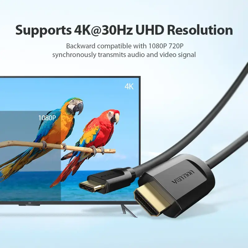 Vention Type-C į HDMI kabelis 2 m juodas USB Type-C HDMI