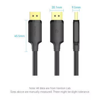 DisplayPort laidas Vention HAKBI — DisplayPort į DisplayPort, 3 m, juodas