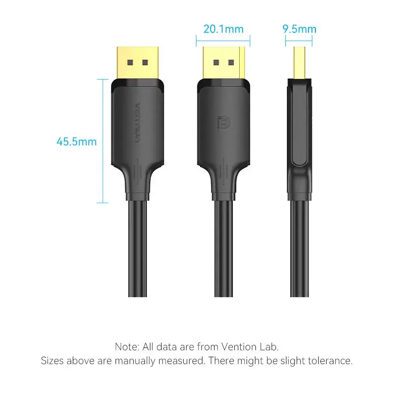 DisplayPort laidas Vention HAKBI — DisplayPort į DisplayPort, 3 m, juodas