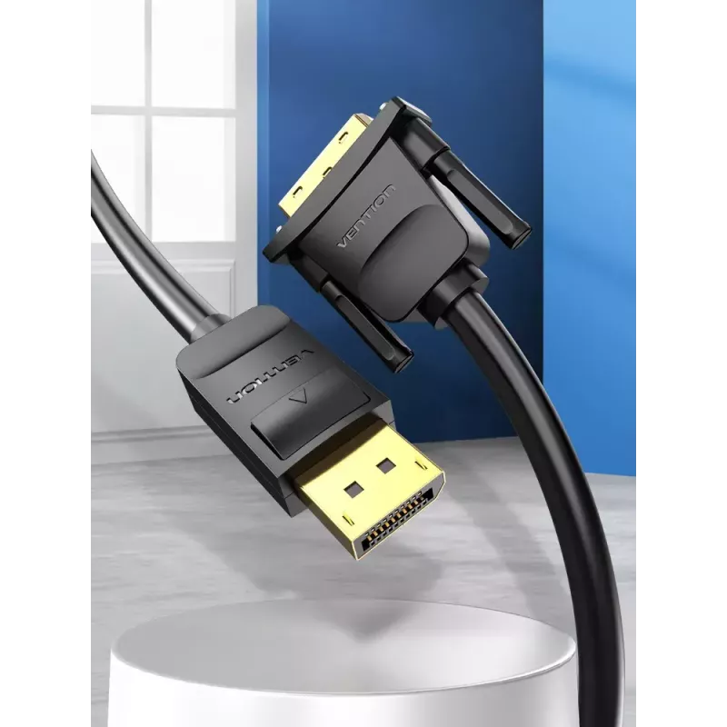 DisplayPort į DVI kabelis Vention HAFBH — DisplayPort į DVI, 1 m, juodas, 5,2 mm