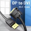 DisplayPort į DVI kabelis Vention HAFBH — DisplayPort į DVI, 1 m, juodas, 5,2 mm