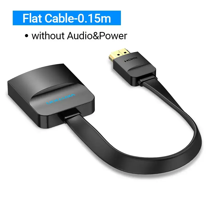 Vention plokščias HDMI į VGA keitiklis 0,15 m juodas VGA D-Sub HDMI A tipo