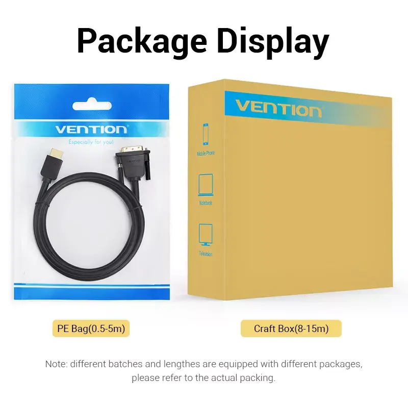 Vention HDMI į DVI kabelis 3M juodas HDMI Type A DVI-D 3m
