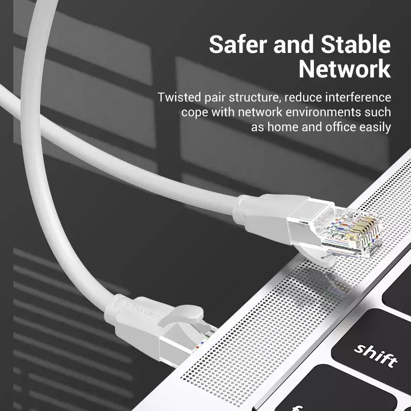 Tinklo kabelis Vention Cat.6 UTP komutacinis kabelis RJ-45 5 m pilkas