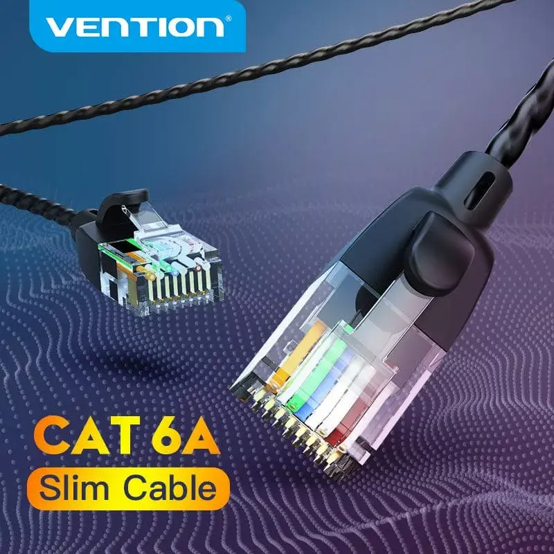 Tinklo kabelis Vention Cat.6A U/UTP 5 m, RJ-45 – RJ-45, juodas