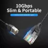 Tinklo kabelis Vention Cat.6A U/UTP 5 m, RJ-45 – RJ-45, juodas
