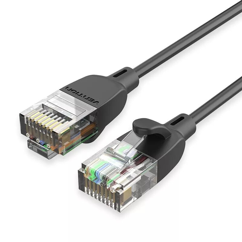 Tinklo kabelis Vention Cat.6A U/UTP 5 m, RJ-45 – RJ-45, juodas