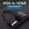 VGA į HDMI keitiklis Vention 0,15M juodas VGA HDMI Micro USB garsas