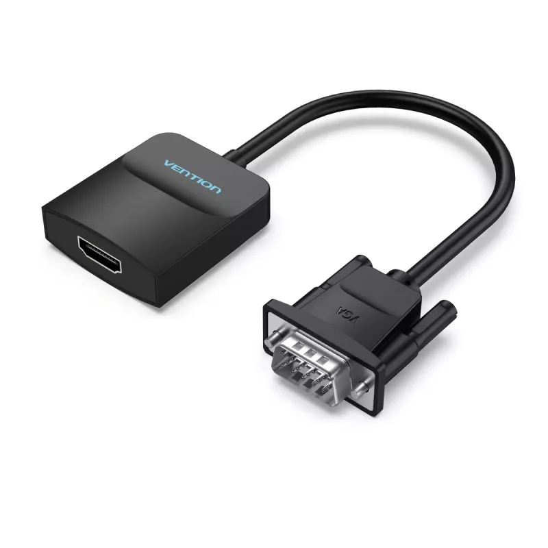 VGA į HDMI keitiklis Vention 0,15M juodas VGA HDMI Micro USB garsas